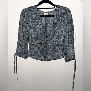 NWT Princess Polly Mersea blue white floral blouse 4 vacation summer spring